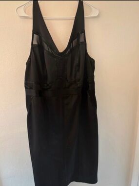 torrid Black Mesh-Panel V-Neck Midi Dress